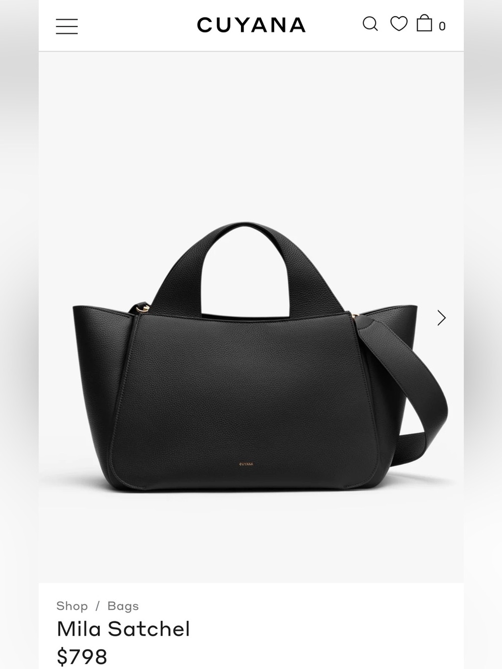 Cuyana Mila Satchel Black Leather Workbag Luxury